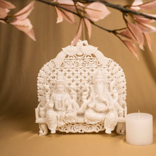 Load image into Gallery viewer, Lakshmi and Ganesh idol on throne