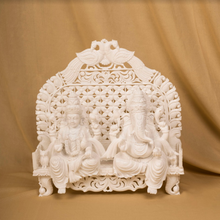 Load image into Gallery viewer, Lakshmi and Ganesh idol on throne